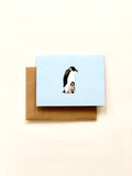Blue Emperor Penguin Greeting Card with Brown Recycled Envelope