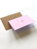 Pink Flamingo Greeting Card with Brown Recycled Envelope