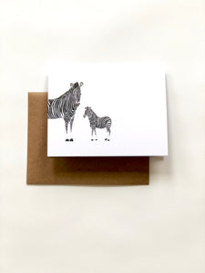 Zebra Duo Greeting Card—White - Wee Wild Ones - Art Prints