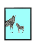 Zebra Duo—Blue - Wee Wild Ones - Art Prints