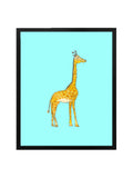 Giraffe Baby—Blue - Wee Wild Ones - Art Prints
