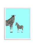 Zebra Duo—Blue - Wee Wild Ones - Art Prints