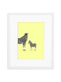 Zebra Duo—Yellow - Wee Wild Ones - Art Prints
