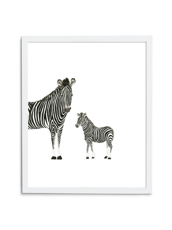 Zebra Duo—White - Wee Wild Ones - Art Prints