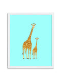 Giraffe Pair—Blue - Wee Wild Ones - Art Prints