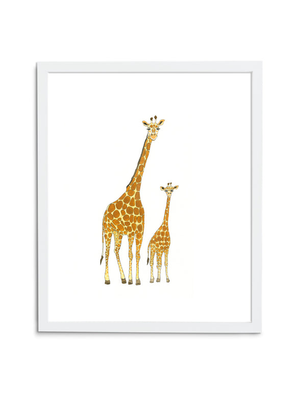 Giraffe Pair—White - Wee Wild Ones - Art Prints