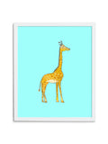 Giraffe Baby—Blue - Wee Wild Ones - Art Prints